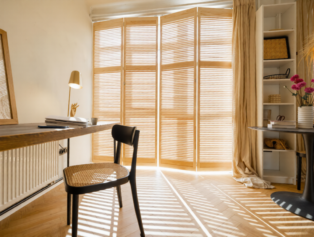 window blinds with the chairs